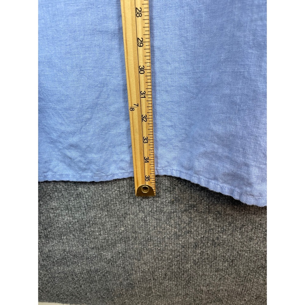 Crown Linen Designs Slip Dress Women M Blue Excellent 100% Linen V-Neck Midi - Picture 3 of 7